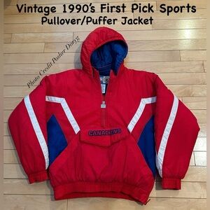 Vintage 1990 Canadiens Red Pullover Puffer Jacket